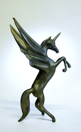 flying unicorn glass sculpture